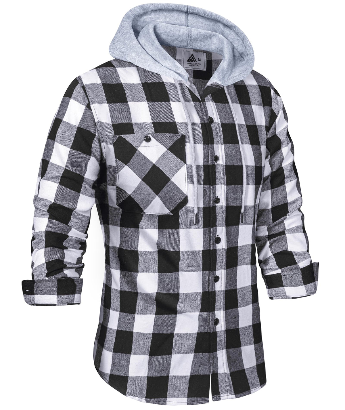 Hooded Flannel Plaid Shacket for Men