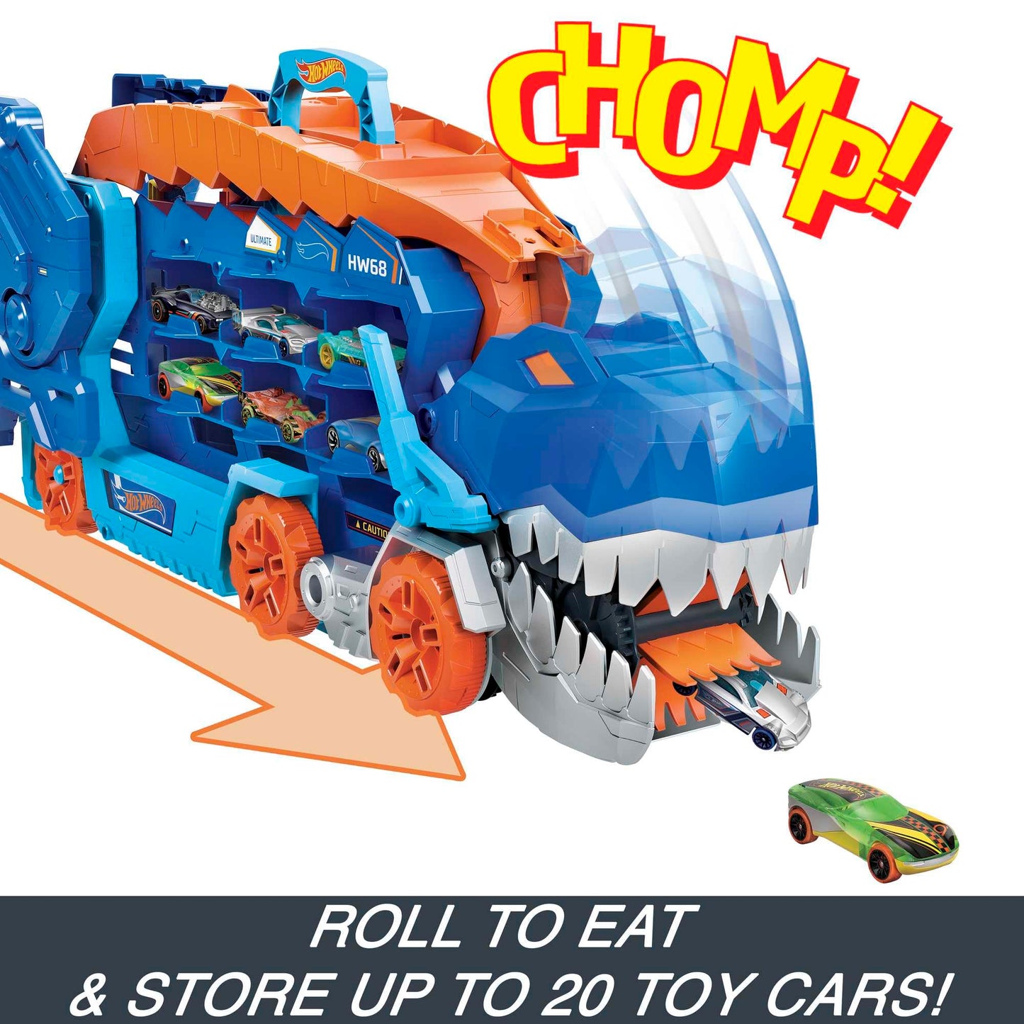 Hot Wheels T-Rex Transporter Toy Car Track Set