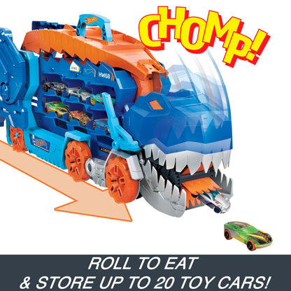 Hot Wheels T-Rex Transporter Toy Car Track Set