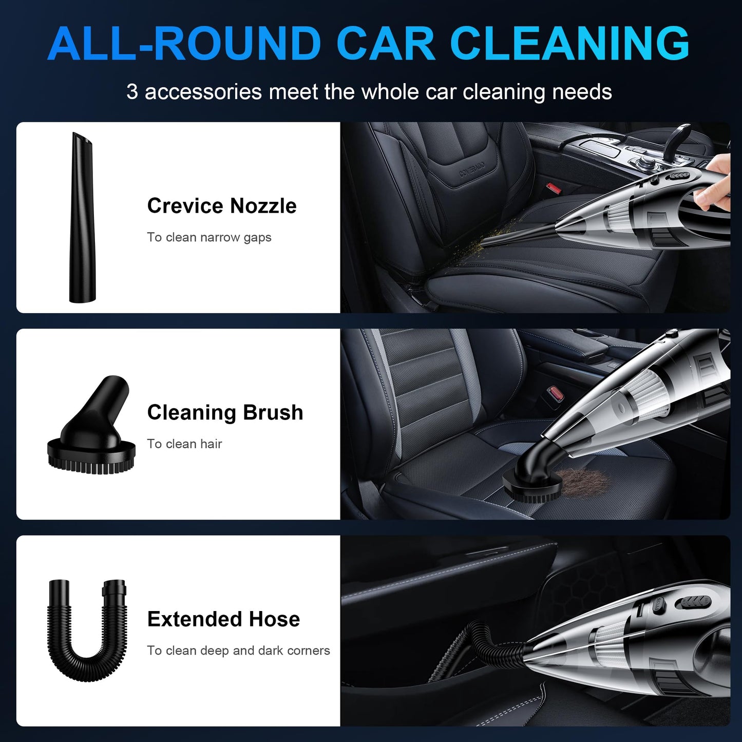 Portable 8000PA Handheld Car Vacuum Cleaner