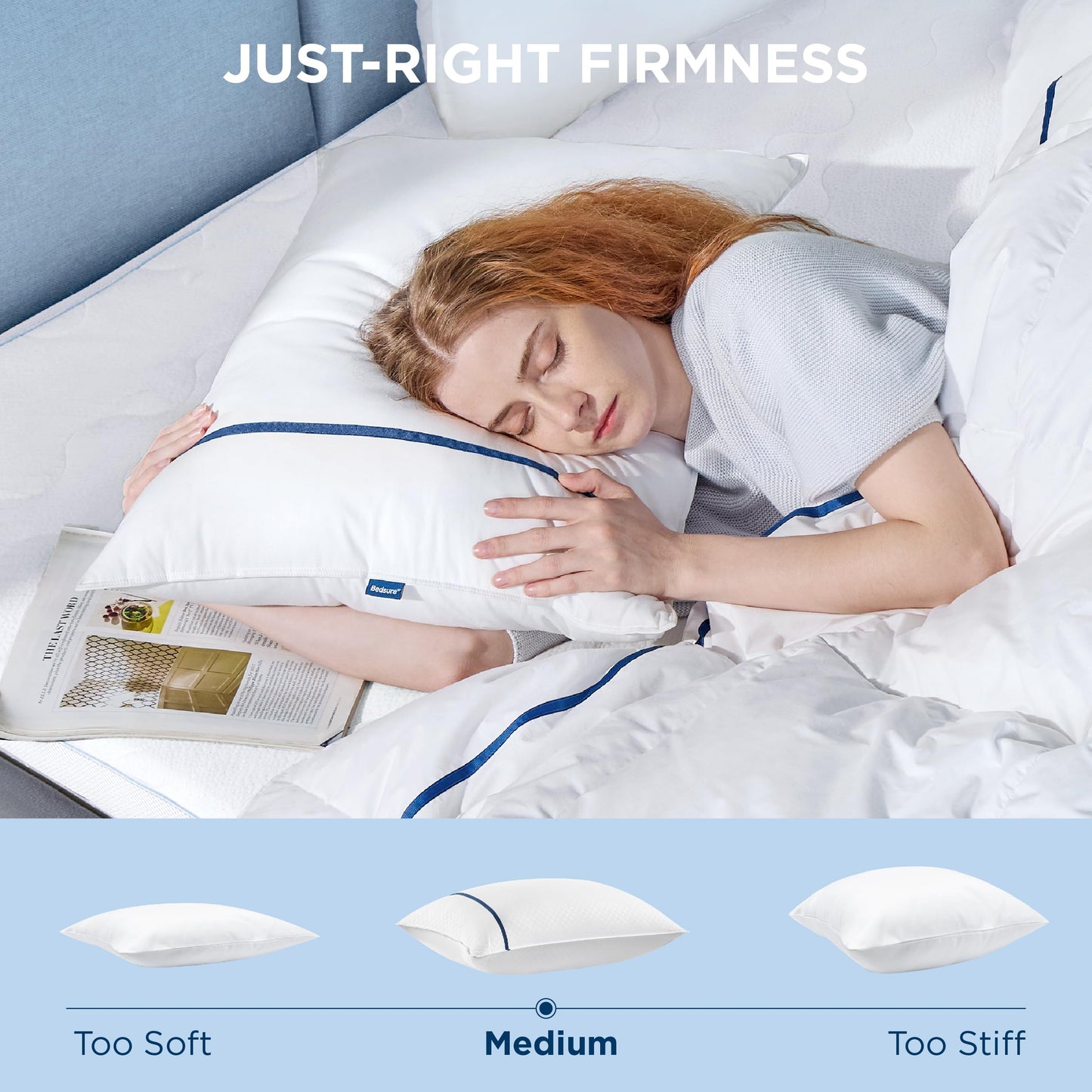 Bedsure Hotel Pillows King Size Set of 2 - Luxury King Pillows 2 Pack, Fluffy Twin Bed Pillows for Sleeping with Breathable Cover Soft & Supportive Pillows for Side, Back or Stomach Sleepers