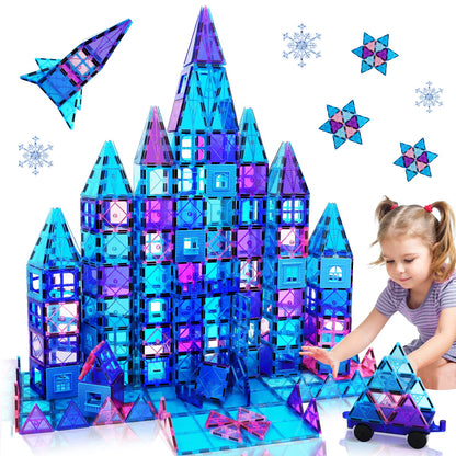 NVHH Magnetic Tiles Kids Toys for 3 4 5 6 7 8+ Year Old Boys Girls Frozen Toys Castle Princess Magnetic Building Blocks Educational Toddler Girls Toys Age 2-4 5 6-8 Year Old Girl Boy Birthday 47pcs