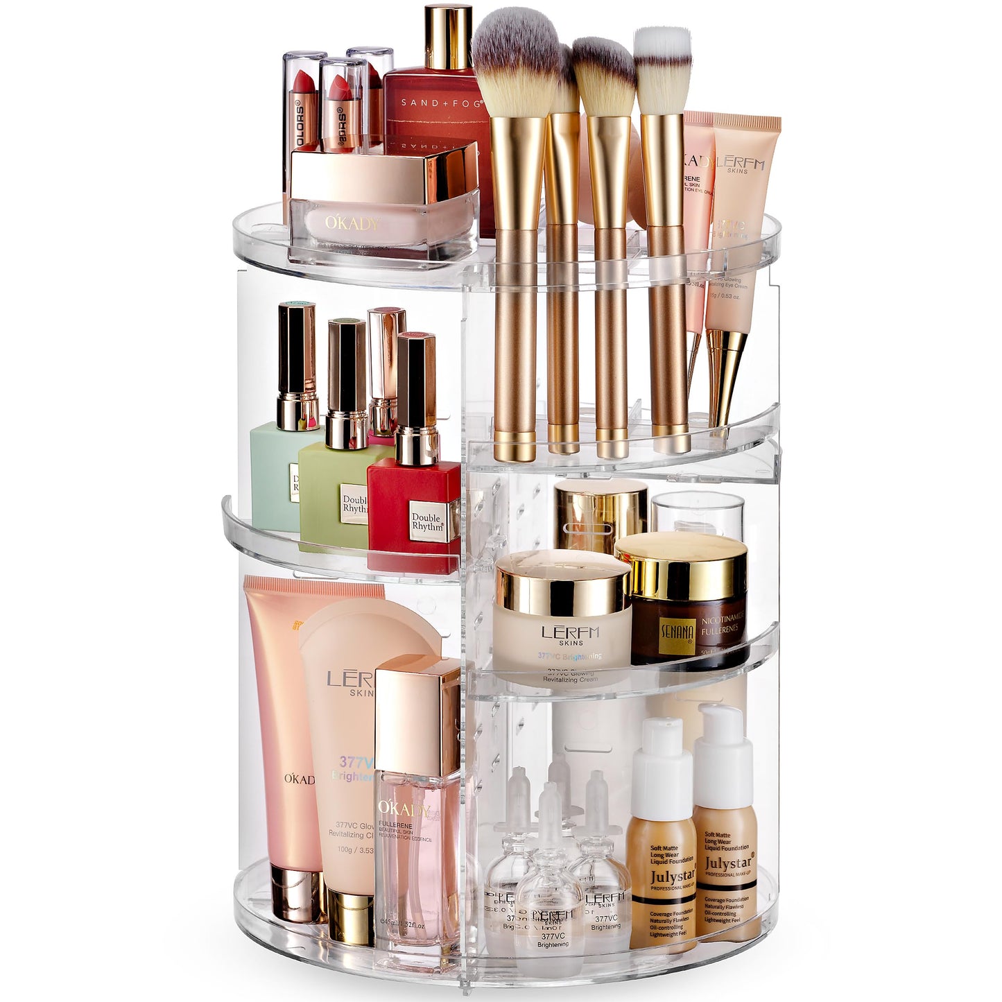Rotating Makeup Organizer with Adjustable Shelves