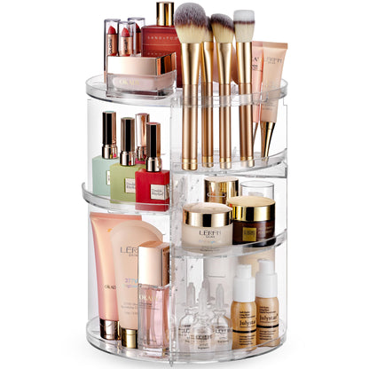Rotating Makeup Organizer with Adjustable Shelves
