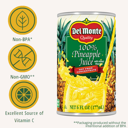 24 Cans Del Monte Pineapple Juice , 6 fl oz.