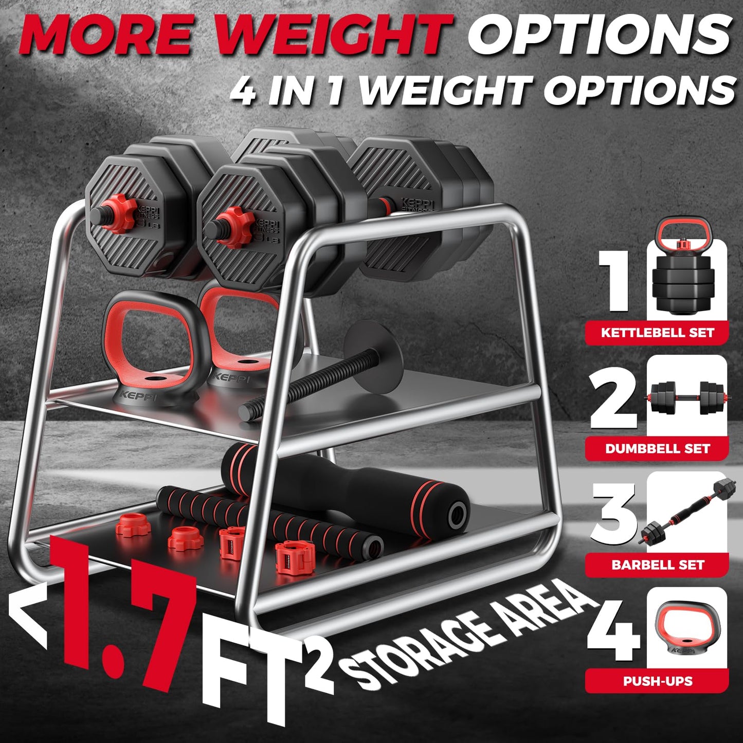 Keppi Fitness Adjustable Dumbbell Set for Home Gym