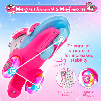 Adjustable Kids Roller Skates with Luminous Wheels