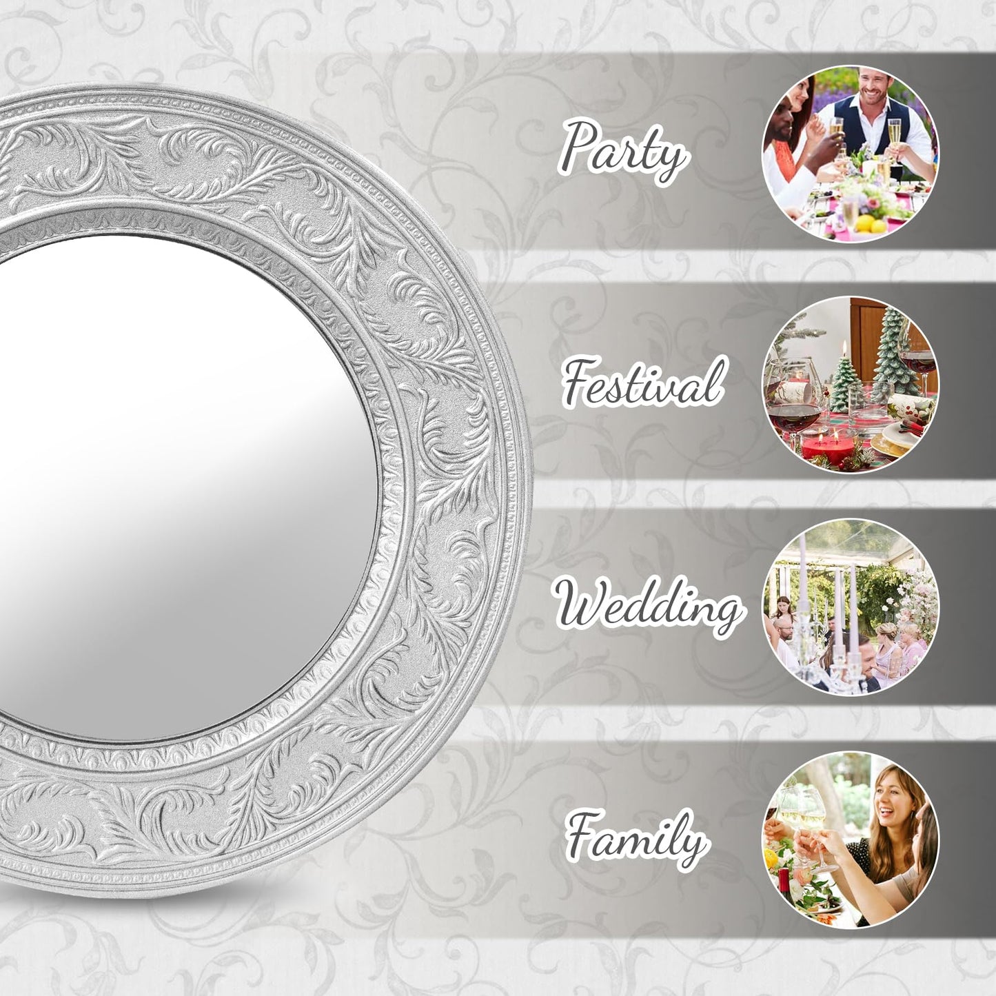 Silver Charger Plates Set of 6 for Weddings