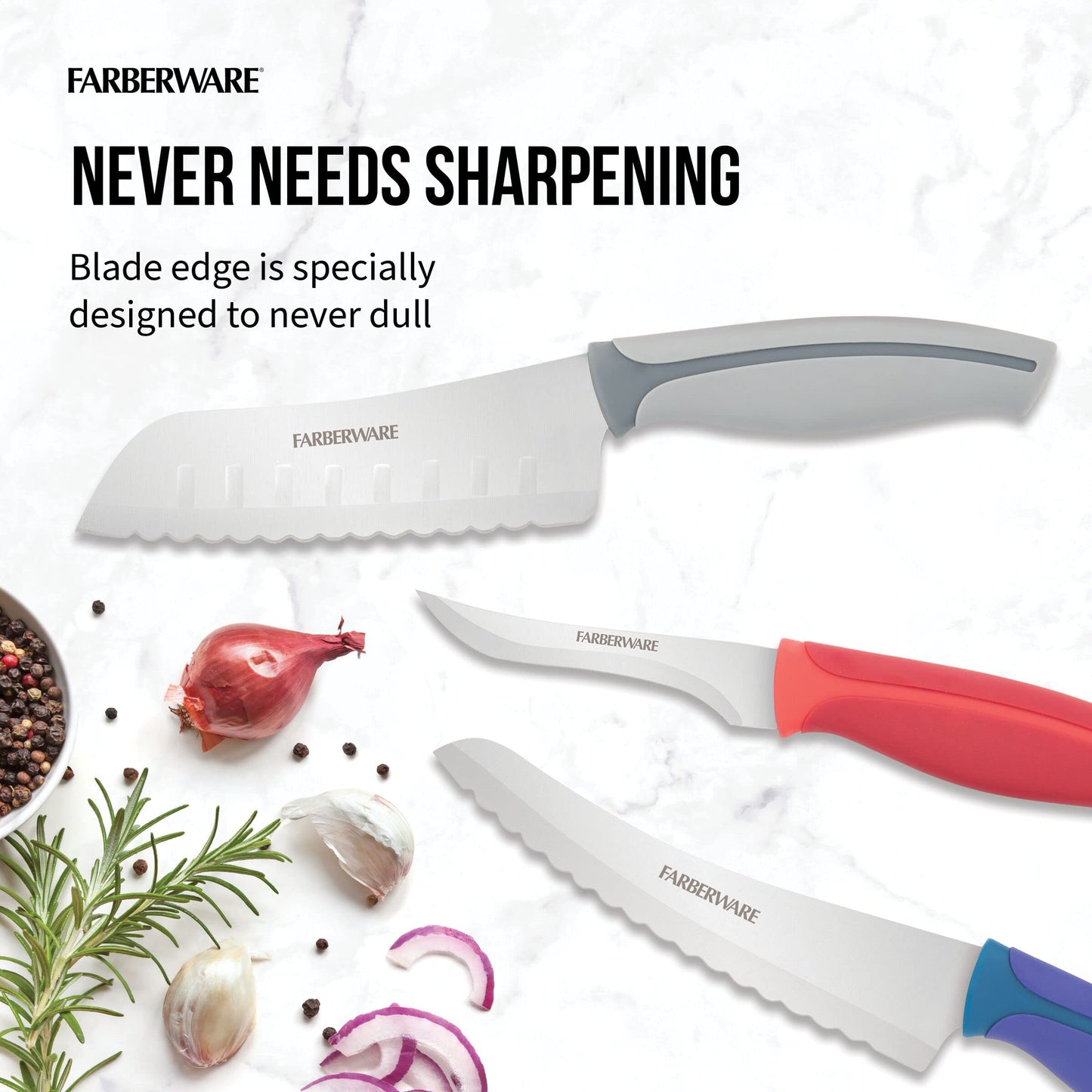Farberware 3-Piece Utility Knife Set, Multicolor