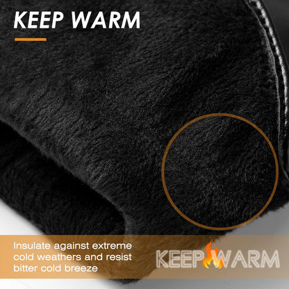Womens Black Leather Touchscreen Winter Gloves