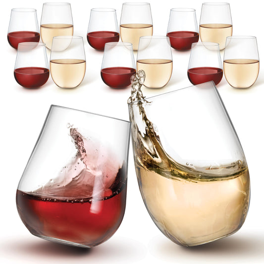 12 Count Unbreakable Stemless Wine Glasses Set