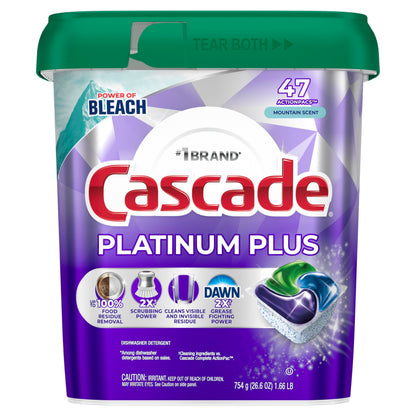 47 Count Cascade Platinum Plus Dishwasher Pods