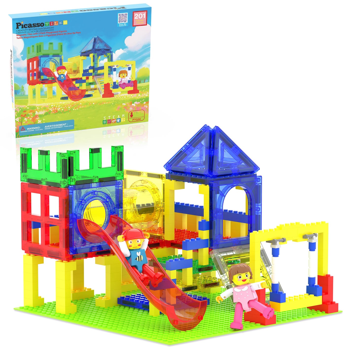 PicassoTiles Magnetic Building Blocks Playground Set