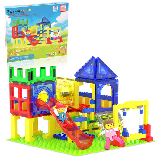 PicassoTiles Magnetic Building Blocks Playground Set