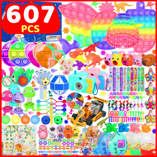 Erotodo 607 Pcs Party Favors for Kids, Fidget Toys Pack, Party Toys Assortment, Treasure Box Prizes, Goodie Bag Stuffers for Kids, Carnival Prizes, Autism Sensory Toys, Stocking Stuffers