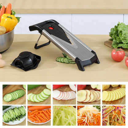 Supernal Mandoline Slicer Adjustable Mandoline Food Slicer for Kitchen 5-in-1 Vegetable Cutter Mandolin Potato Tomato Slicer Carrot Slicer Onion Slicer-Stainless Steel-One Pair Cut-Resistant Gloves