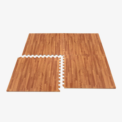 Forest Floor 5/8 Inch Thick Printed Foam Tiles, Premium Wood Grain Interlocking Foam Floor Mats, Anti-Fatigue Flooring, Mahogany, 48 Sq Ft