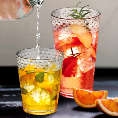 Amazing Abby - Polka Dot - 24-Ounce Plastic Tumblers (Set of 8), Plastic Drinking Glasses, All-Clear High-Balls, Reusable Plastic Cups, Stackable, BPA-Free, Shatter-Proof, Dishwasher-Safe
