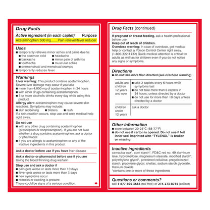 50 Count Tylenol Extra Strength Pain Reliever