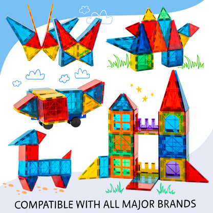 SUNNY AUNTIE Magnetic Tiles 240 PCS+ Bonus Zippered CASE, Magnetic Tiles for Kids Toy for 3 4 5 6 7 8 Year Old Boys & Girls
