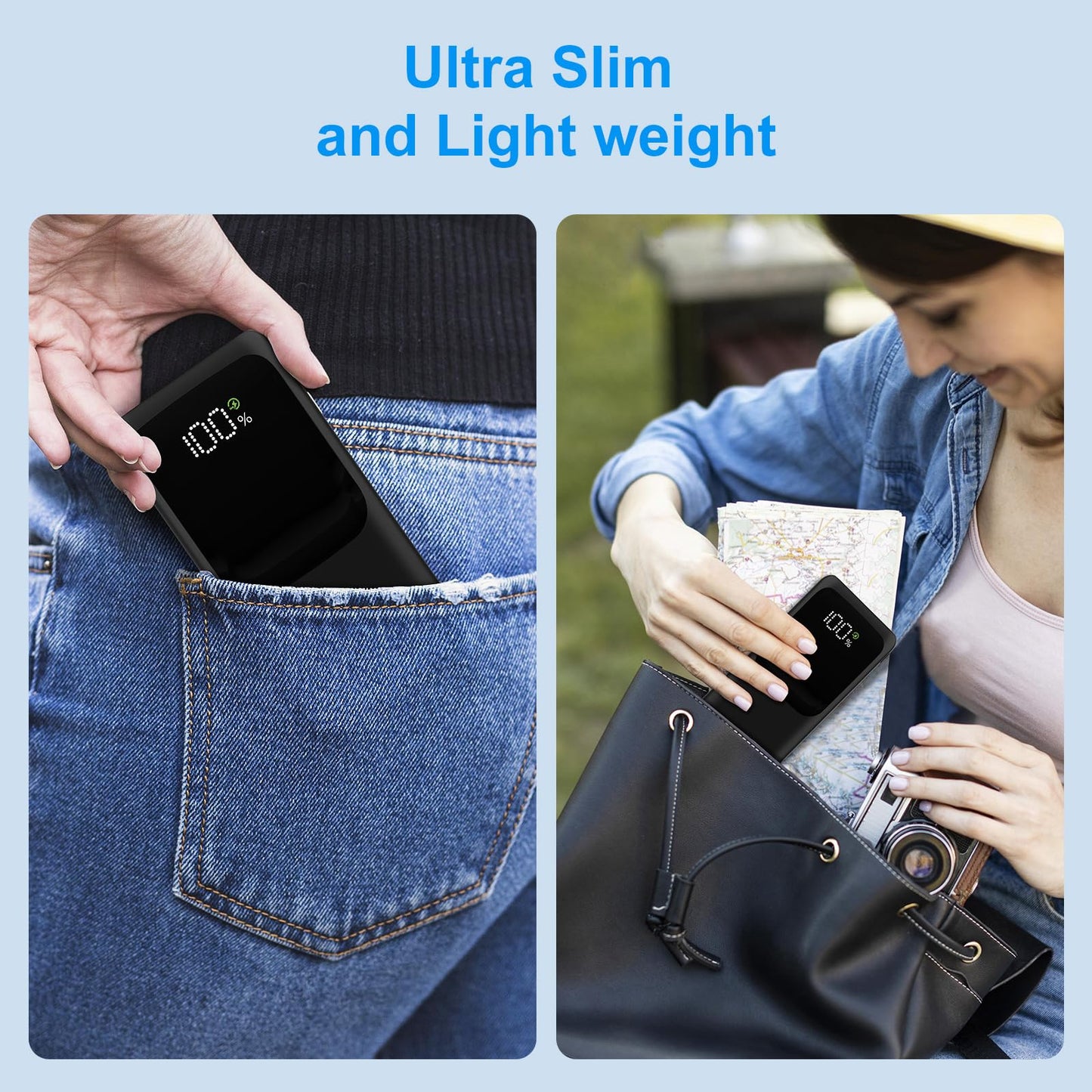 10000mAh VANYUST Fast Portable Charger with Cables