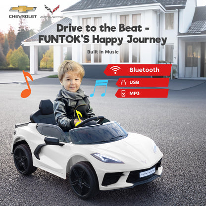 FUNTOK Corvette C8 Kids Electric Car with Remote