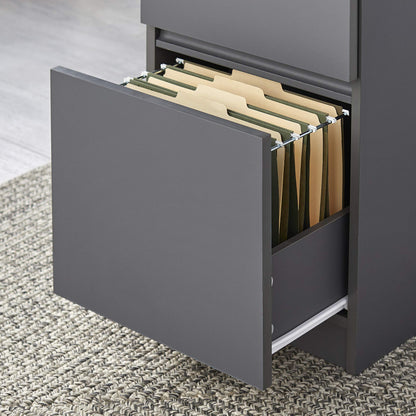Target Marketing Systems Como Computer Desk with Storage, 3-Drawer Laptop Table with 2 Shelves for Home Office, Study Room and Gaming, 49.6 Inches Wide, Gray/White