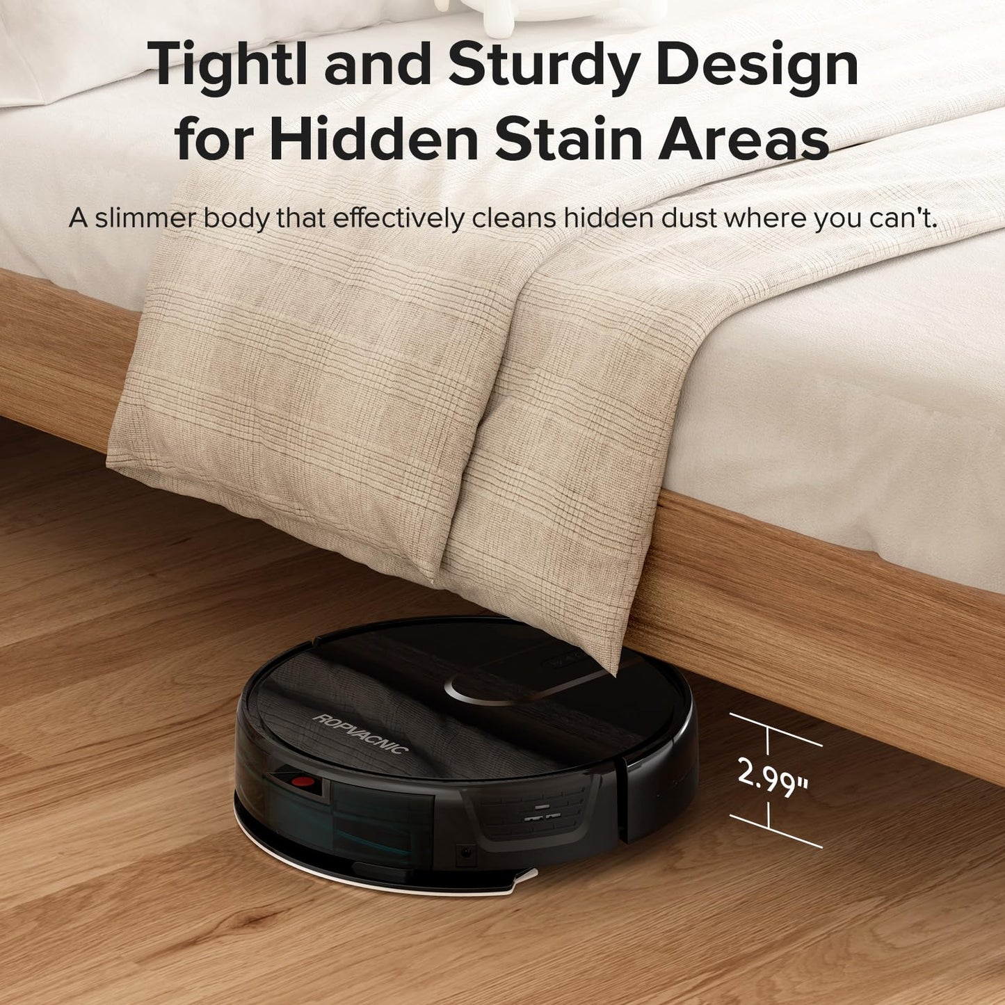 ROPVACNIC Robot Vacuum Cleaner Robot Vacuum and Mop Combo with 4000Pa Suction, Personalized Cleaning Adjustments, Self-Charging Robotic Vacuum Cleaner, Advanced Obstacle Avoidance, Black