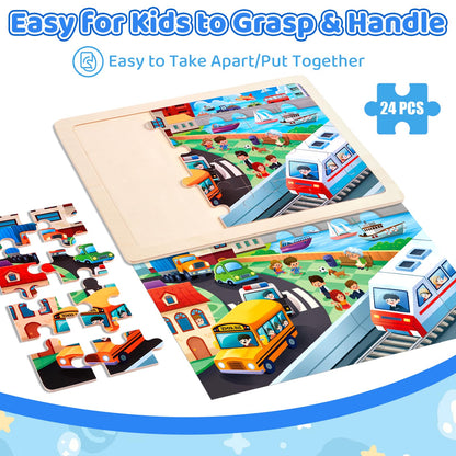 Wooden City Life Puzzles for Kids Ages 3-8