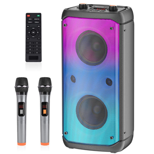 80W Portable Bluetooth Party Speaker with LED Lights