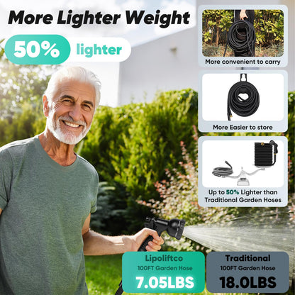100FT Non-Expanding Garden Hose by Lipoliftco