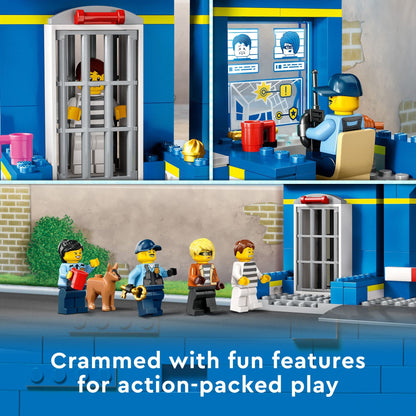 LEGO City Police Station Chase 60370, Playset with Car Toy and Motorbike, Breakout Jail, 4 Minifigures and Dog Figure, Toys for Kids 4 Plus Years Old