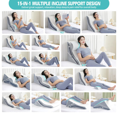 Adjustable Memory Foam Wedge Pillow for Back Pain