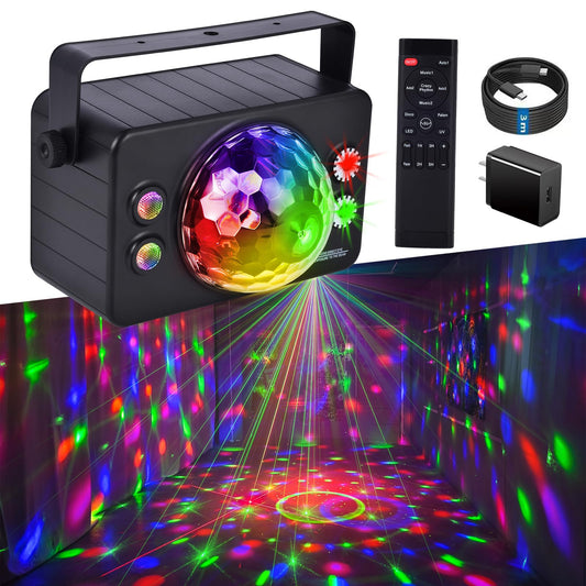 Yinpkteo Disco Ball Dj Party Lights Indoor, LED Light 6 Colors Sound Activated Strobe Light for Indoor Room Outdoor Dance Floor Parties Birthday Rave Home Karaoke Halloween Christmas Wedding Show