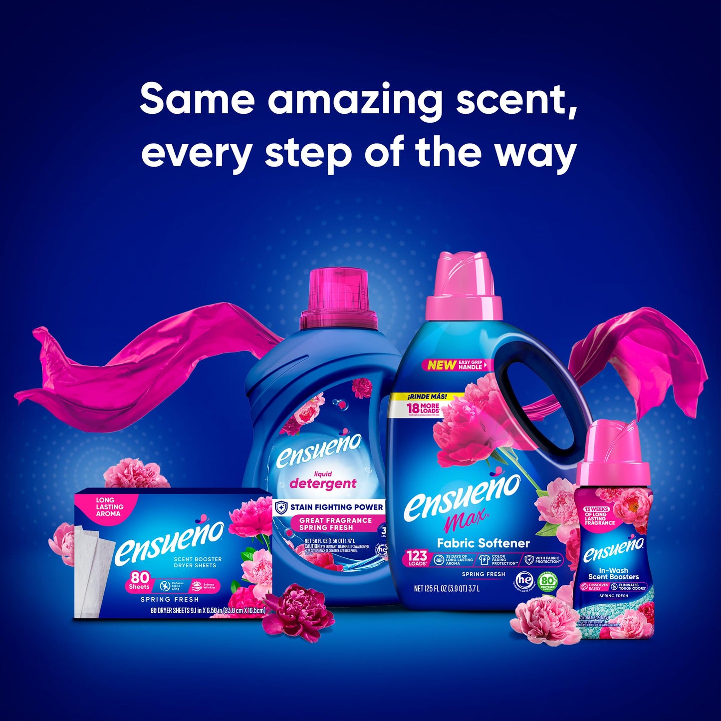 Ensueño - Max Liquid Fabric Softener- With Long-Lasting Freshener And Wrinkle Eliminating formula, Spring Fresh Scent - (125 oz)