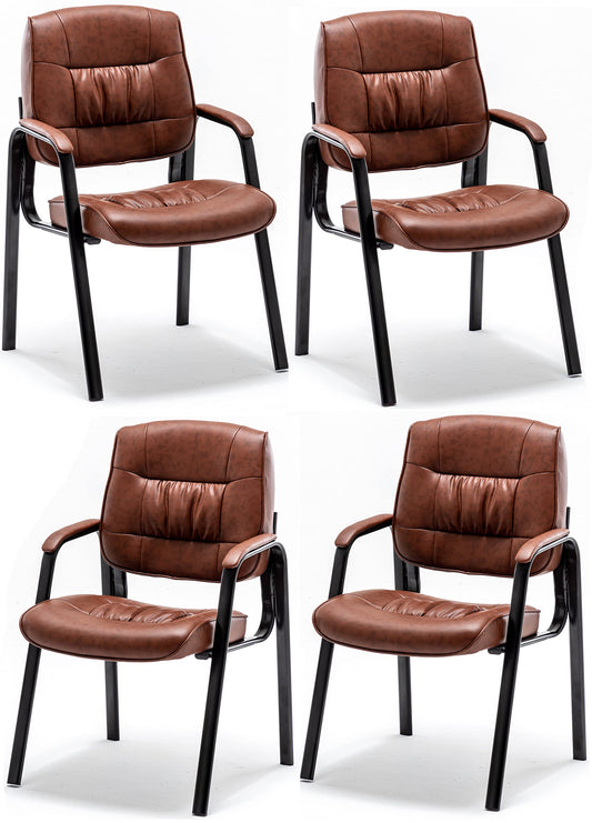 BTEXPERT Sleek Back Premium Leather Office Executive Waiting Room Guest/Reception Side Conference Chair, 22D x 25W x 36H in, Antique Brown, 4