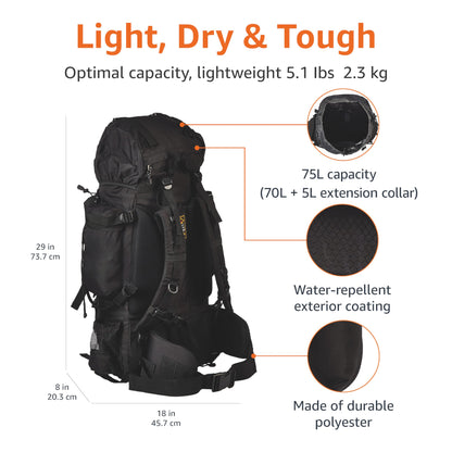 75L Internal Frame Backpack by Amazon Basics