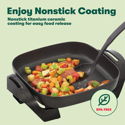 BELLA Nonstick Electric Skillet with Glass Lid
