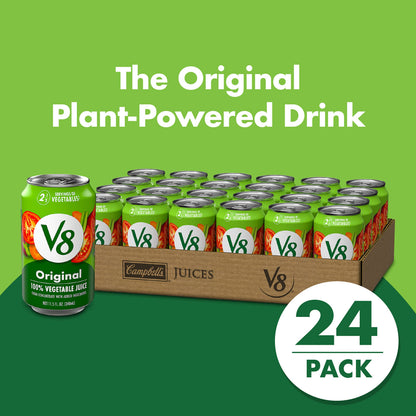 V8 Original 100% Vegetable Juice, Vegetable Blend with Tomato Juice, 11.5 FL OZ Can (Pack of 24)