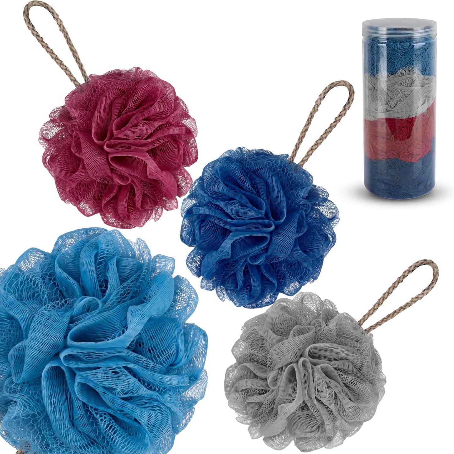 OndaptuLoofahs Bath Sponge Shower Pouf Ball,Mesh Bath Mesh Pouf Mesh Bath and Shower Ball,60g/PCS and Pack of