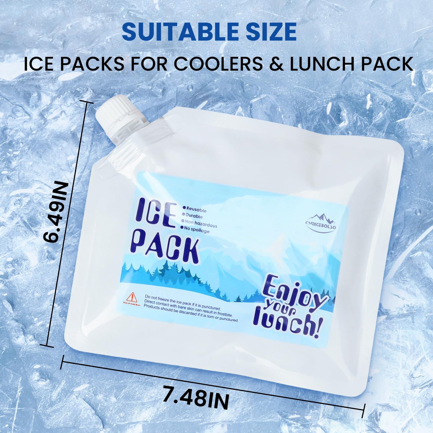 3 Pack Reusable Ice Packs for Coolers