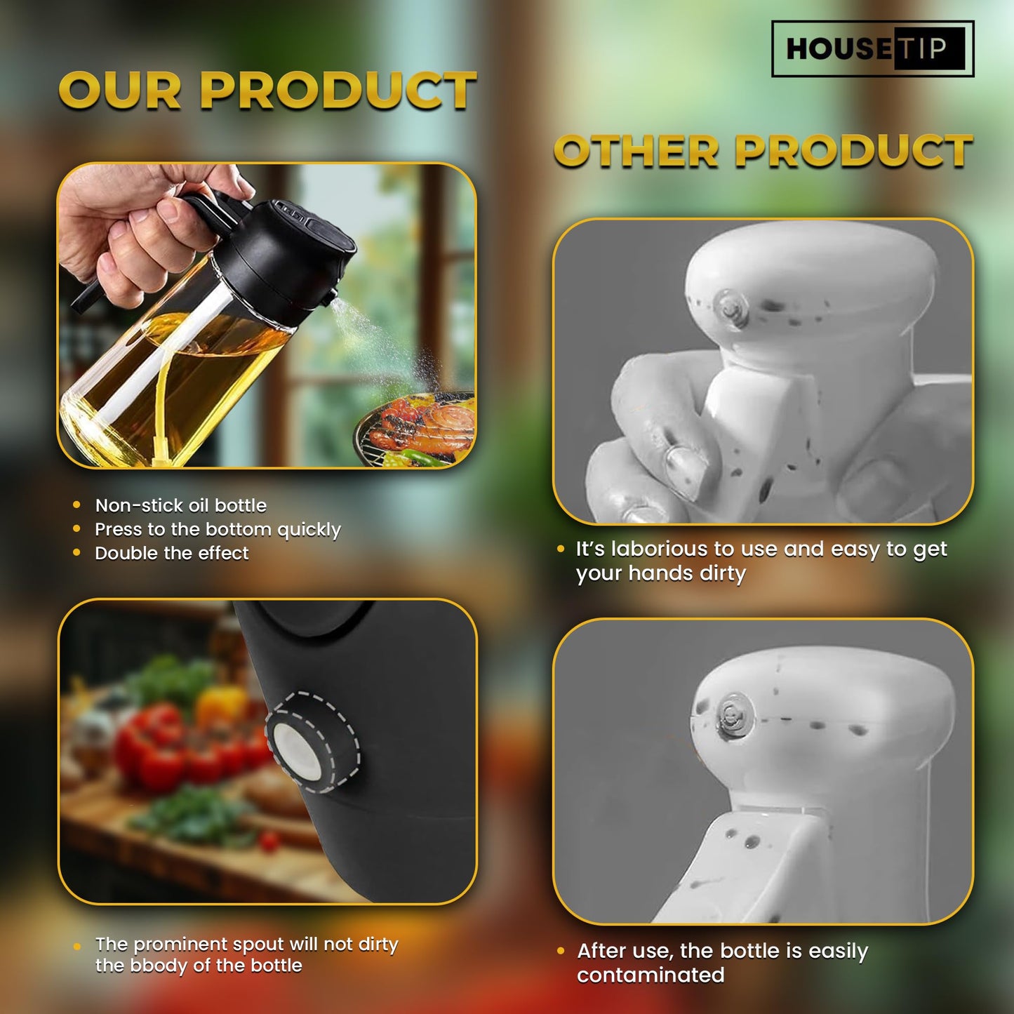 Oil Dispenser Spray Bottle for Cooking 16.9 Oz