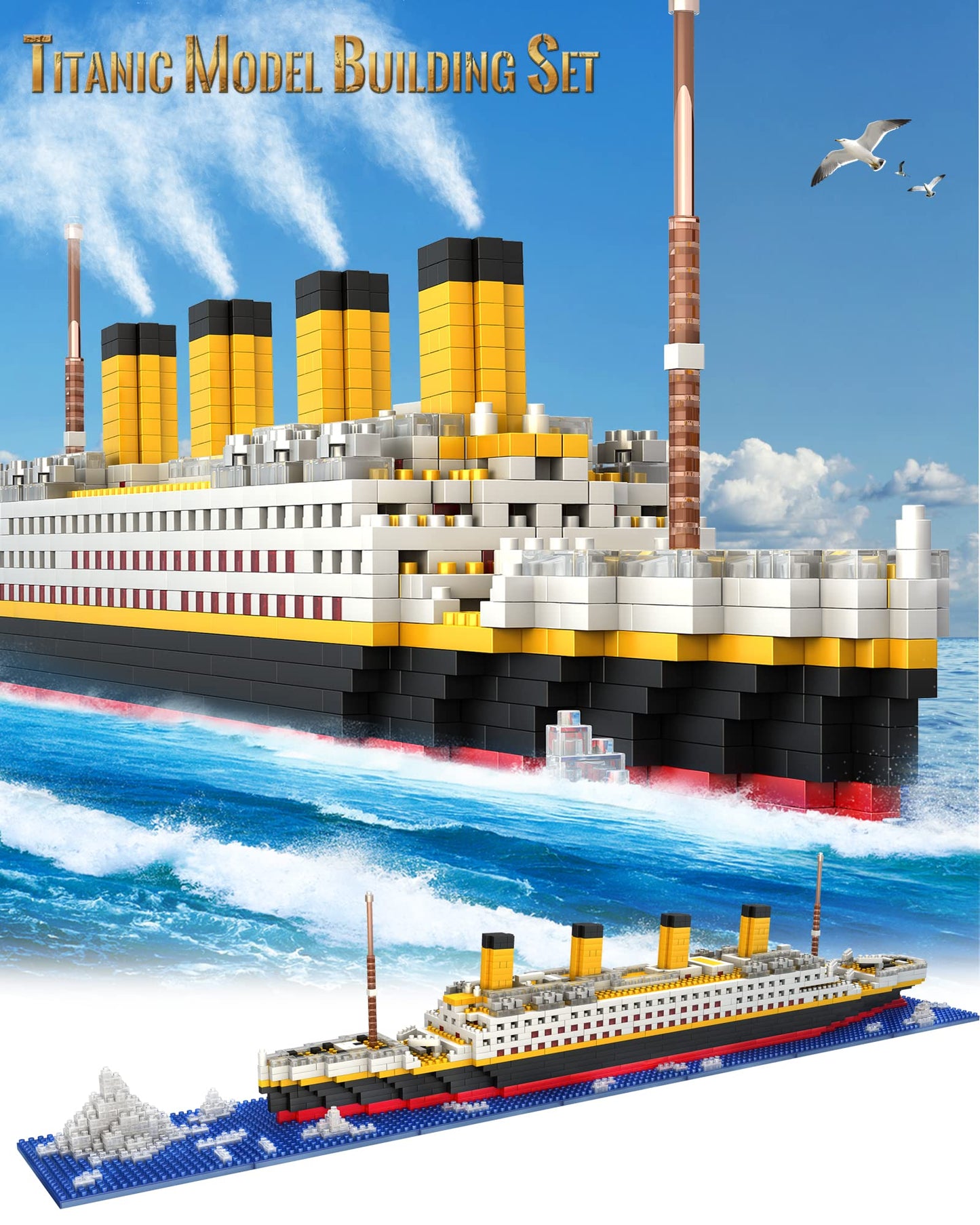 HYG Toys Titanic Micro Mini Building Blocks Set, 1860Pcs Ship Model Building Bricks, 3D Puzzle Sets DIY Educational Toys Gift for Adults and Kids