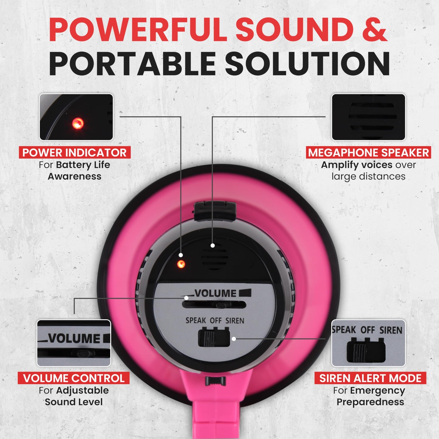 Portable Megaphone Speaker with Microphone and Siren