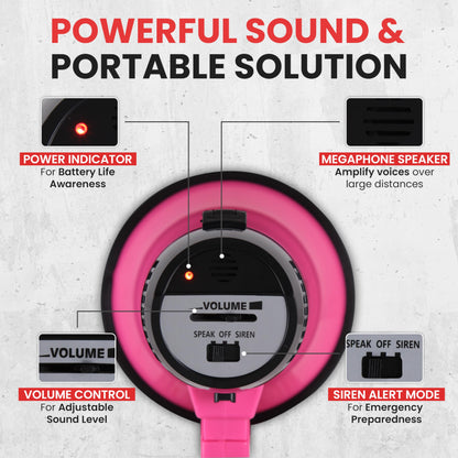 Portable Megaphone Speaker with Microphone and Siren