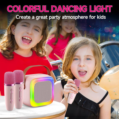 Mini Karaoke Machine with 2 Wireless Microphones