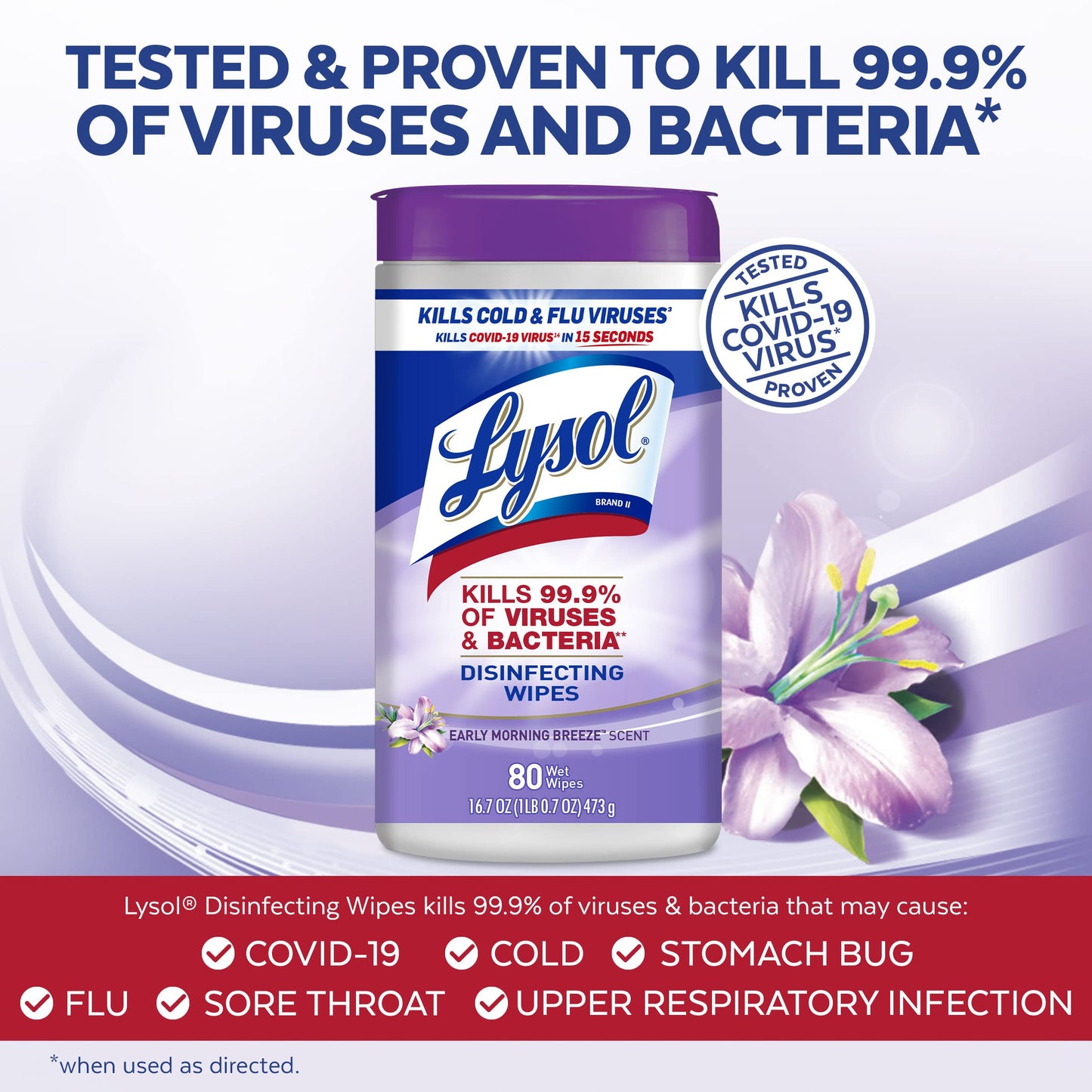 Lysol Antibacterial Disinfecting Wipes, 80 Count