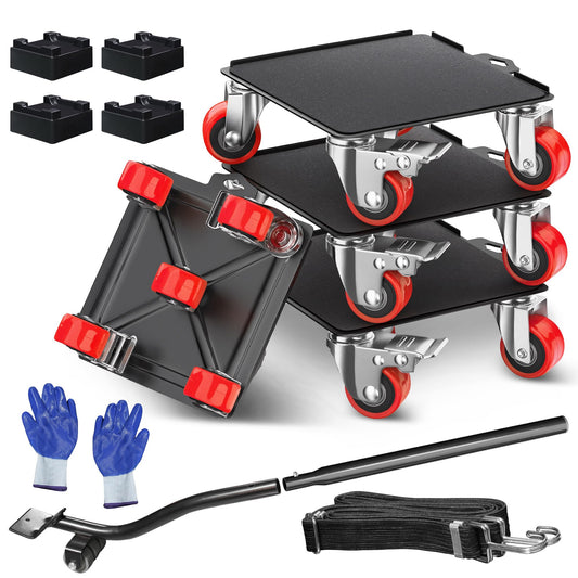 Furniture Dolly with 5 Wheels & Furniture Sliders Lifter Set, Heavy Duty Furniture Movers for Moving Heavy Furniture and Appliances, 2000 Lbs Capacity, 360° Rotating Wheels & Side Brake