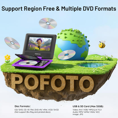 Portable DVD Player for Kids with Swivel Screen