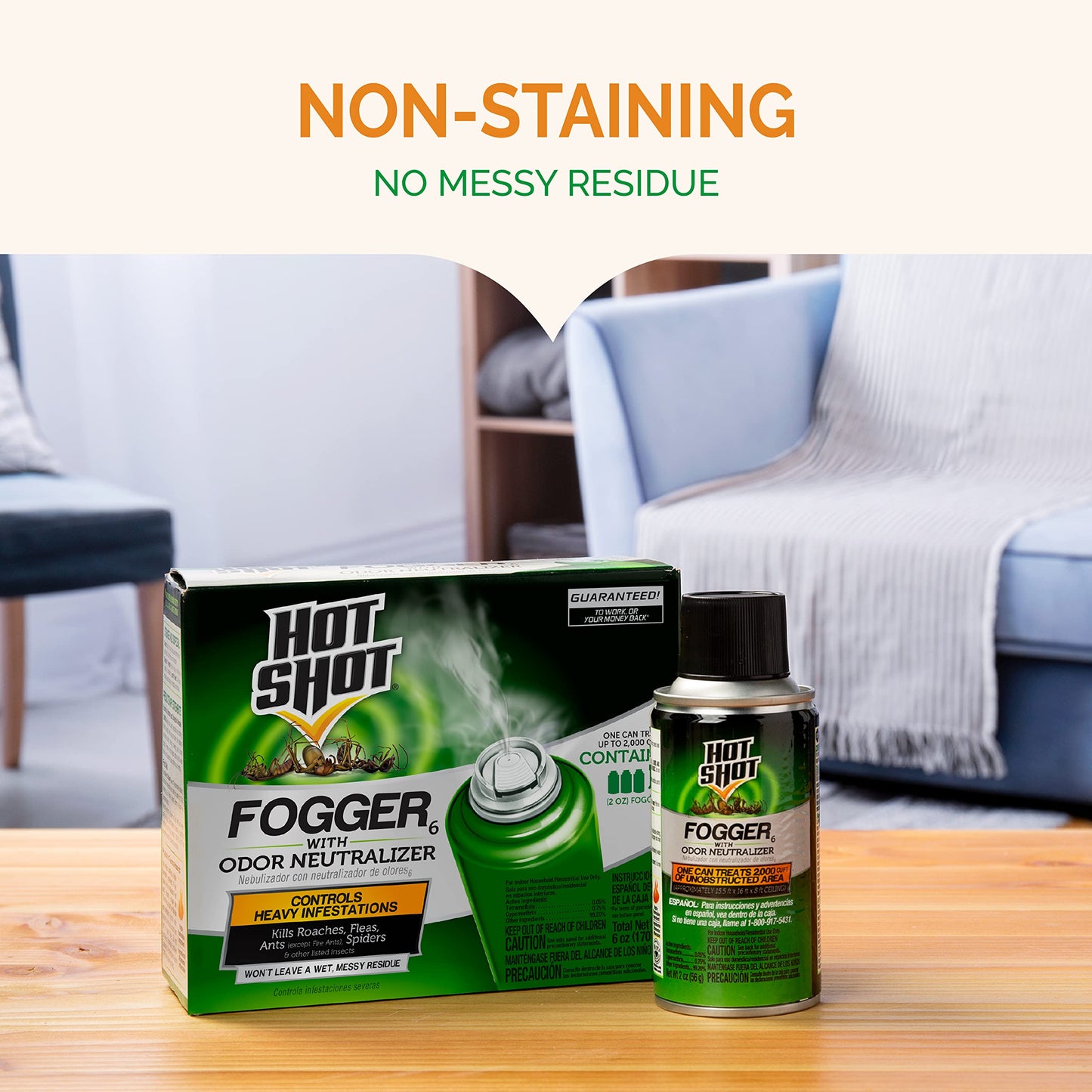 Pack of 6 Hot Shot Fogger With Odor Neutralizer.